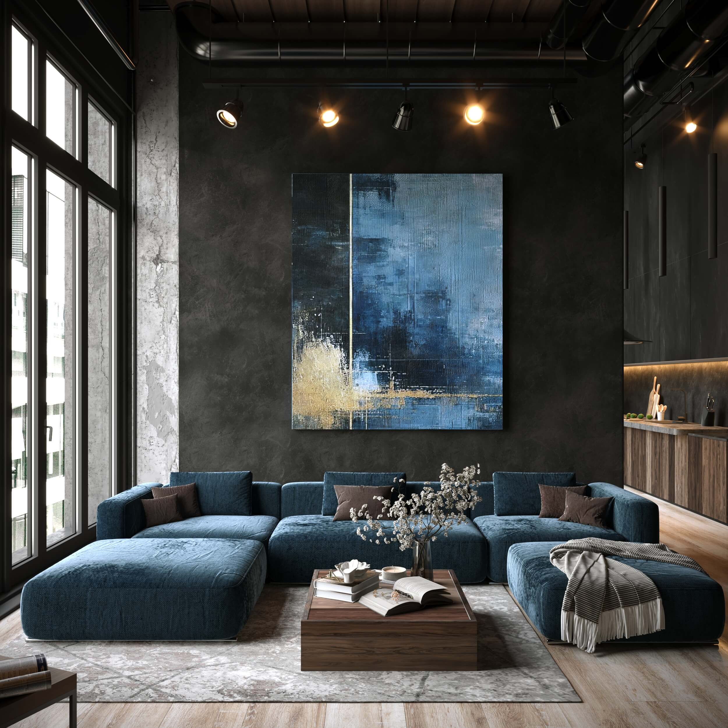 Ciemny salon loft
